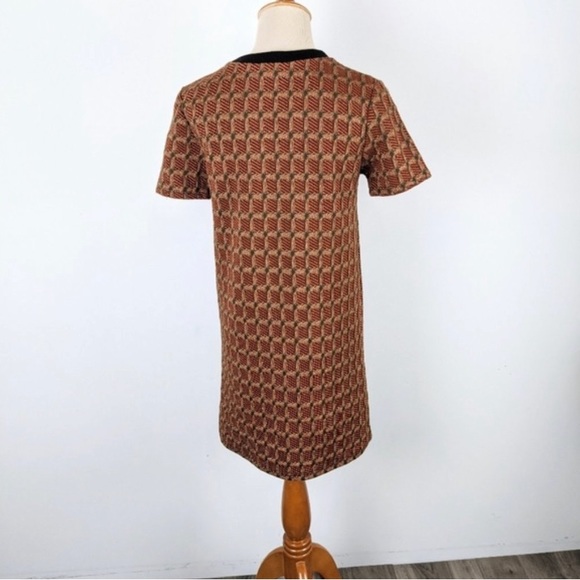 Zara Mini Dress Medium Orange Retro Shift - Picture 5 of 7